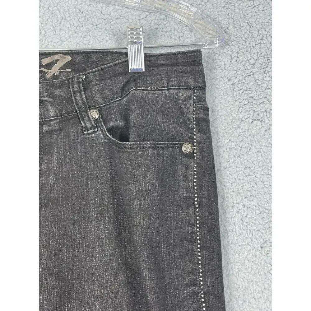 Seven 7 Jeans Stretchy Gems Pockets Size 10 Tapered Seven7 Black Rhinestone